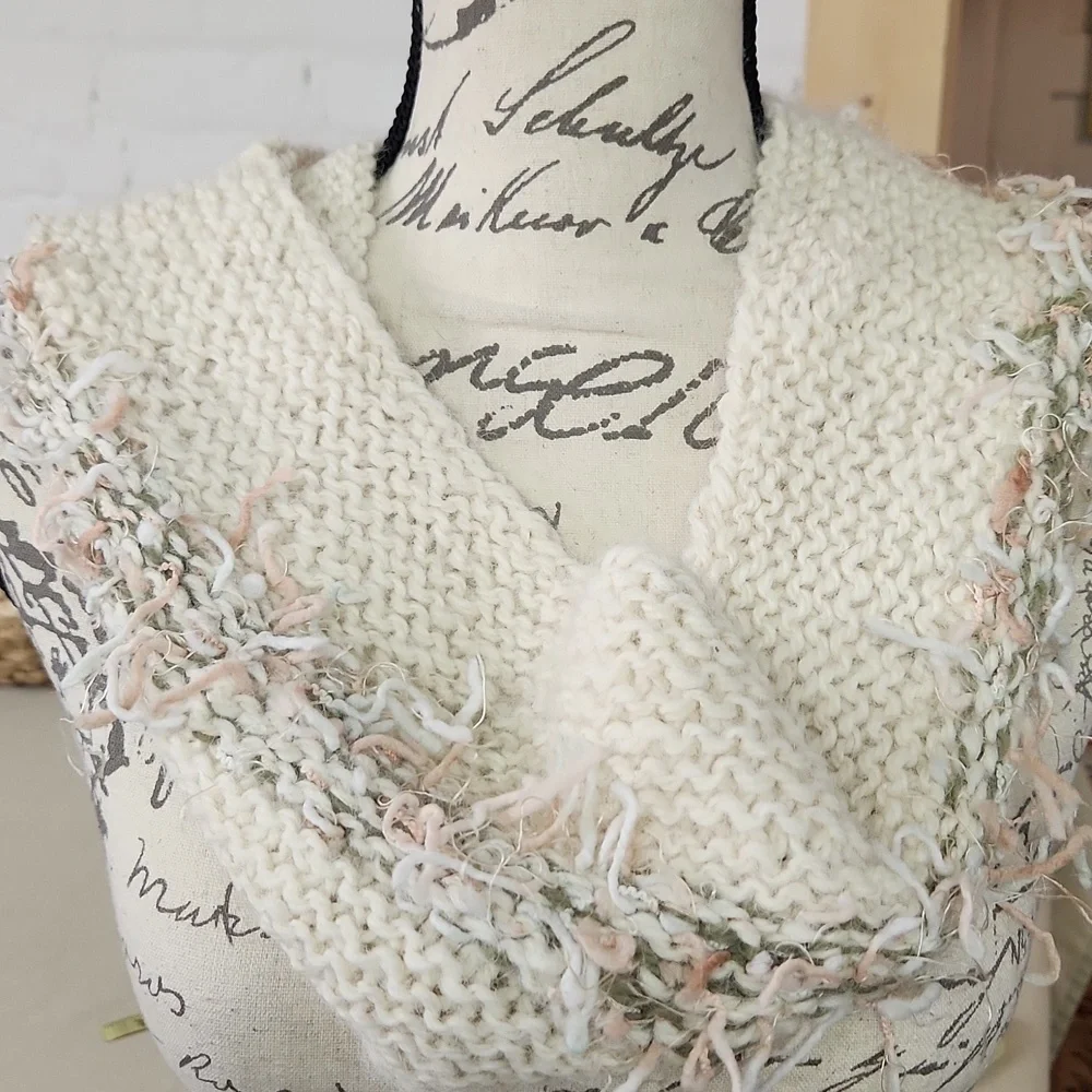 Handmade Infinity Scarf Alpaca Wool Cream